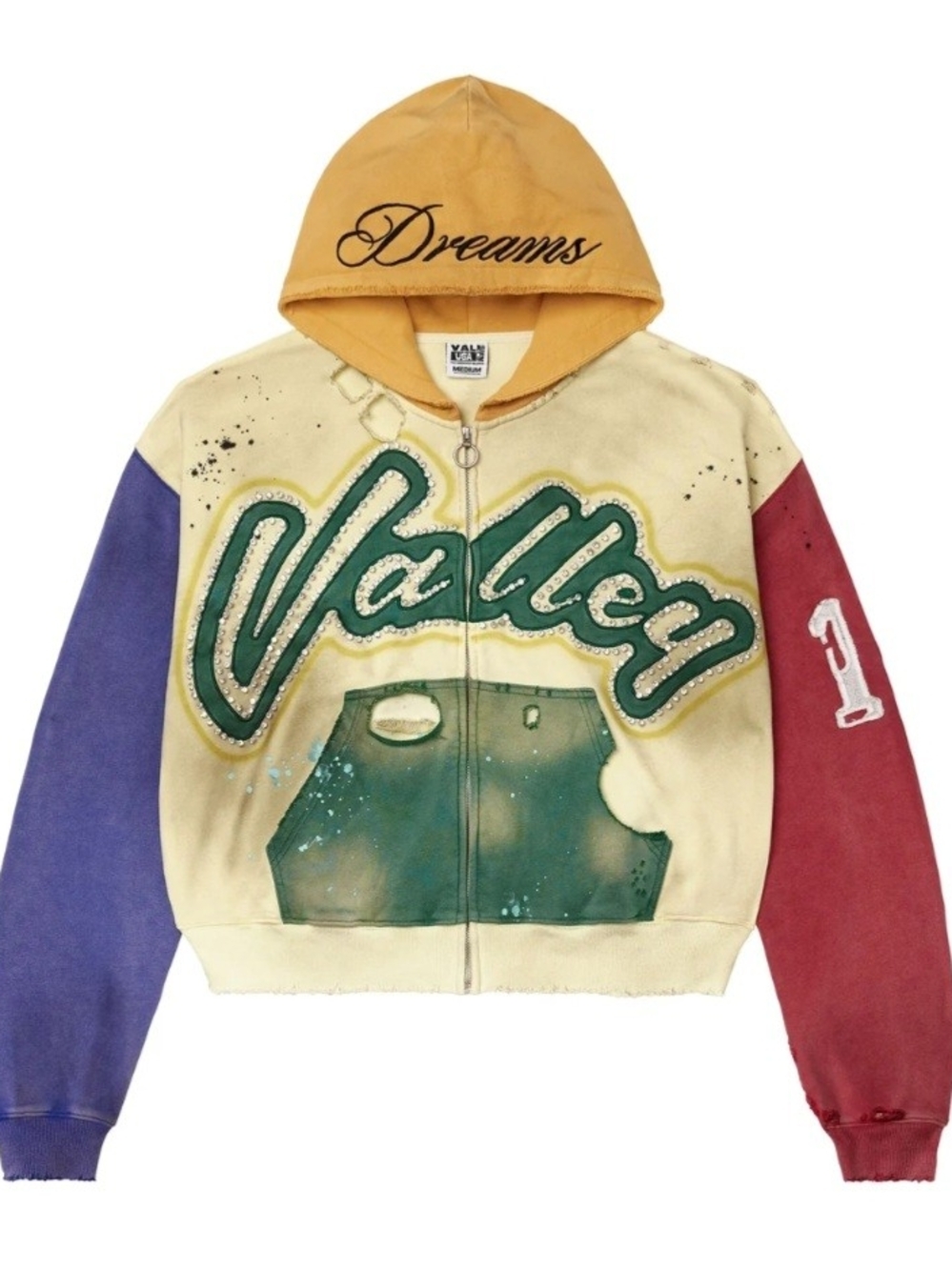 Valley Dreams Colorblock Hoodie Jacket - Yellow, Purple & Red